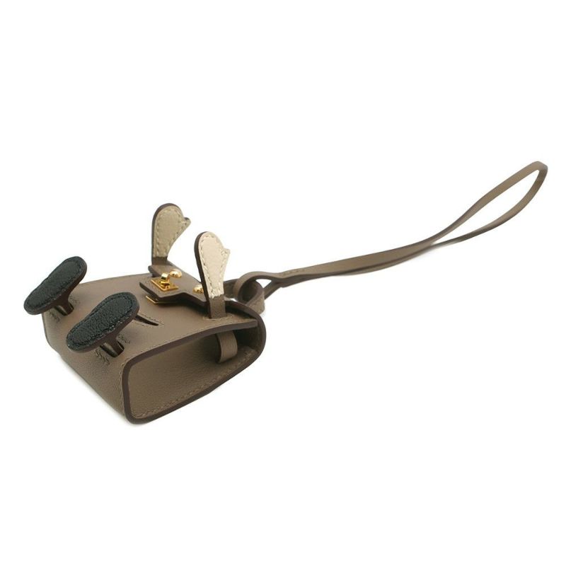 エルメス チャーム ビジュードサック ケリードール エトゥープ/ブラック/クレ/ルージュセリエ/ゴールド金具 タデラクト U刻印