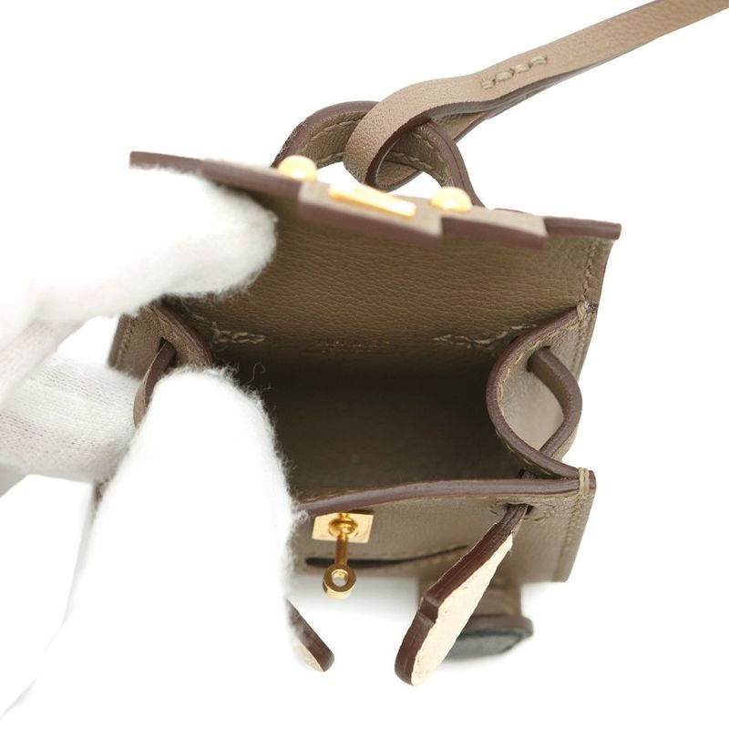 エルメス チャーム ビジュードサック ケリードール エトゥープ/ブラック/クレ/ルージュセリエ/ゴールド金具 タデラクト U刻印