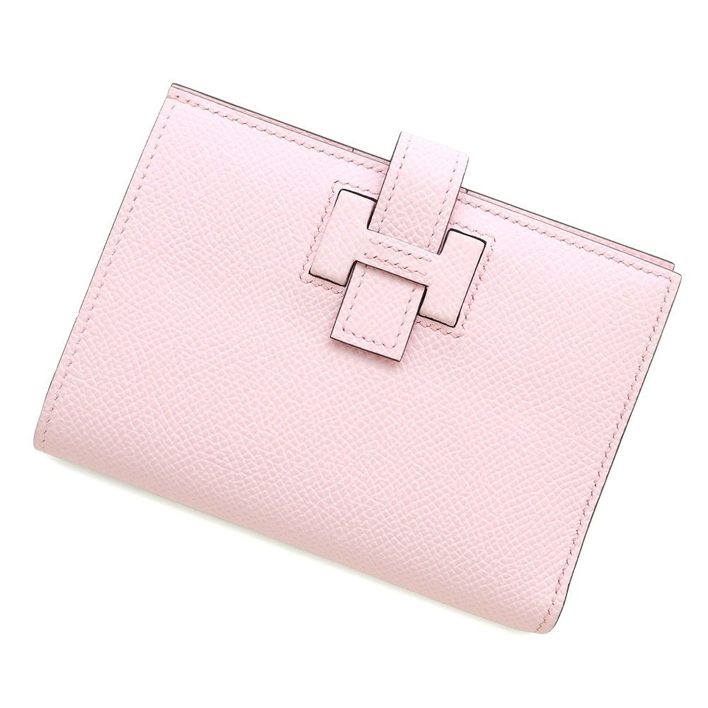 エルメス 二つ折り財布 Hパッサン コンパクト ローズダーリン/シルバー金具 エプソン W刻印 財布