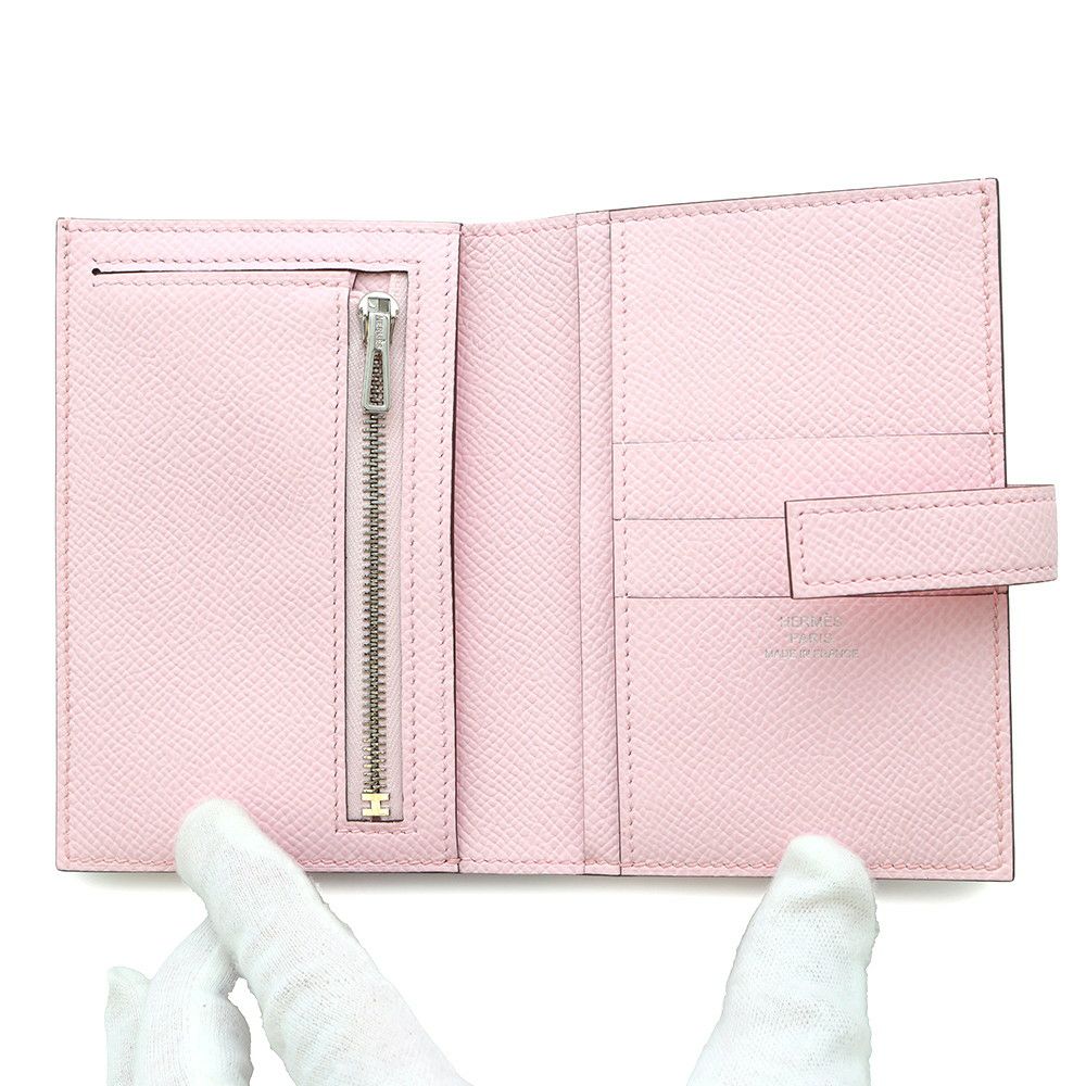 エルメス 二つ折り財布 Hパッサン コンパクト ローズダーリン/シルバー金具 エプソン W刻印 財布