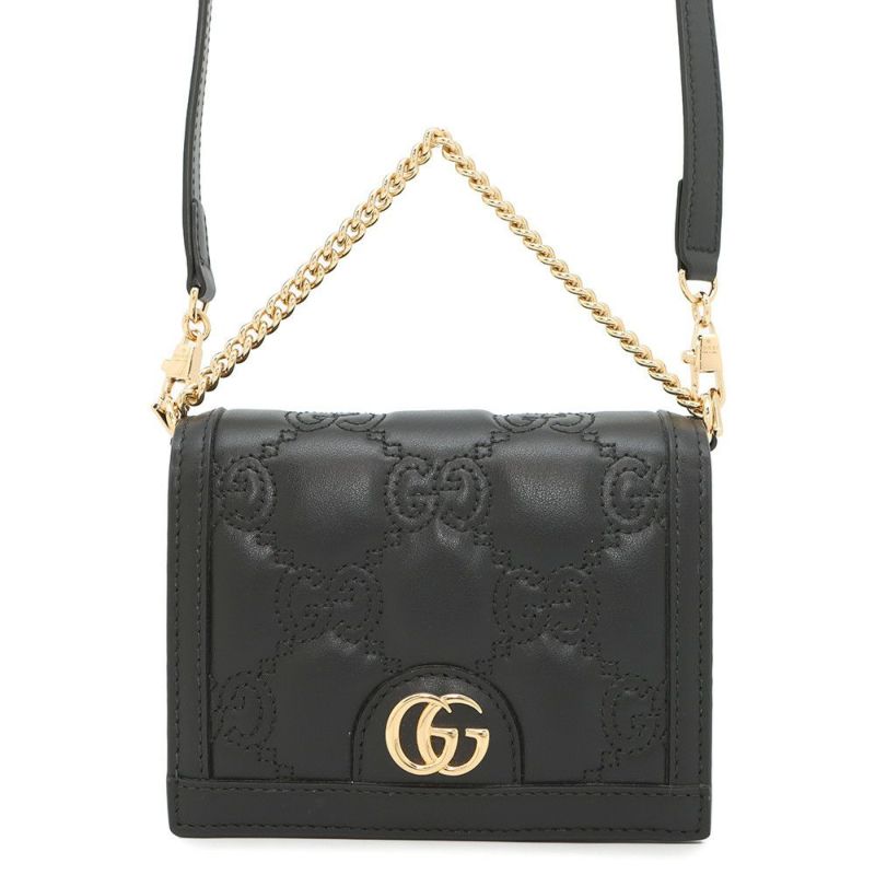 グッチ ショルダーバッグ ミニ GGマトラッセ レザー 723777 GUCCI ポシェット 黒 アウトレット品