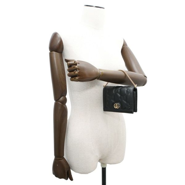 グッチ ショルダーバッグ ミニ GGマトラッセ レザー 723777 GUCCI ポシェット 黒 アウトレット品