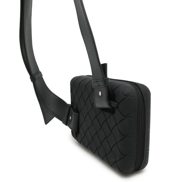 ボッテガヴェネタ ショルダーバッグ イントレチャート クラッチバッグ ラバー レザー 778706 BOTTEGA VENETA 黒