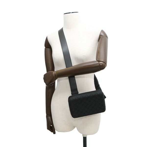 ボッテガヴェネタ ショルダーバッグ イントレチャート クラッチバッグ ラバー レザー 778706 BOTTEGA VENETA 黒