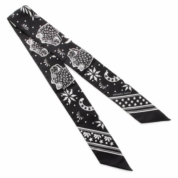 エルメス スカーフ ツイリー レオパード バンダナ Les Leopards Bandana 2019年春夏コレクション 黒 白