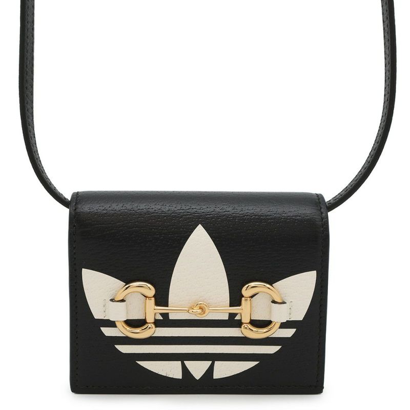 グッチ ショルダーウォレット アディダスコラボ ホースビット レザー 702248 GUCCI adidas 財布 黒