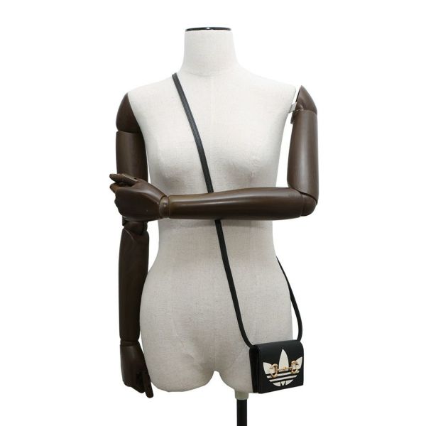 グッチ ショルダーウォレット アディダスコラボ ホースビット レザー 702248 GUCCI adidas 財布 黒