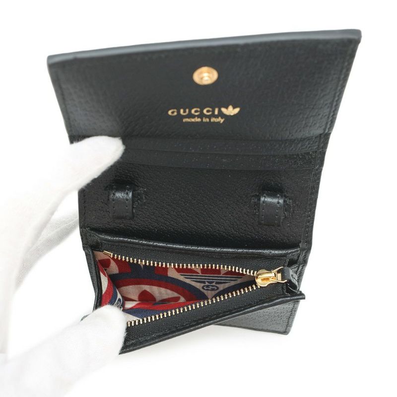 グッチ ショルダーウォレット アディダスコラボ ホースビット レザー 702248 GUCCI adidas 財布 黒