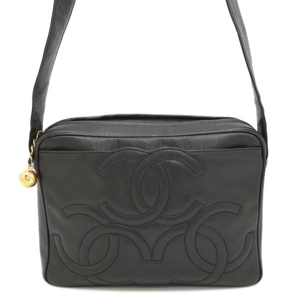 シャネル ショルダーバッグ トリプルココ キャビアスキン CHANEL 黒