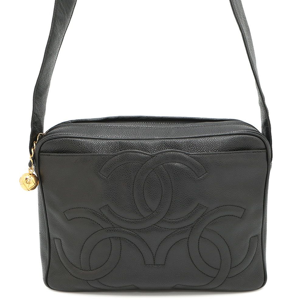 シャネル ショルダーバッグ トリプルココ キャビアスキン CHANEL 黒