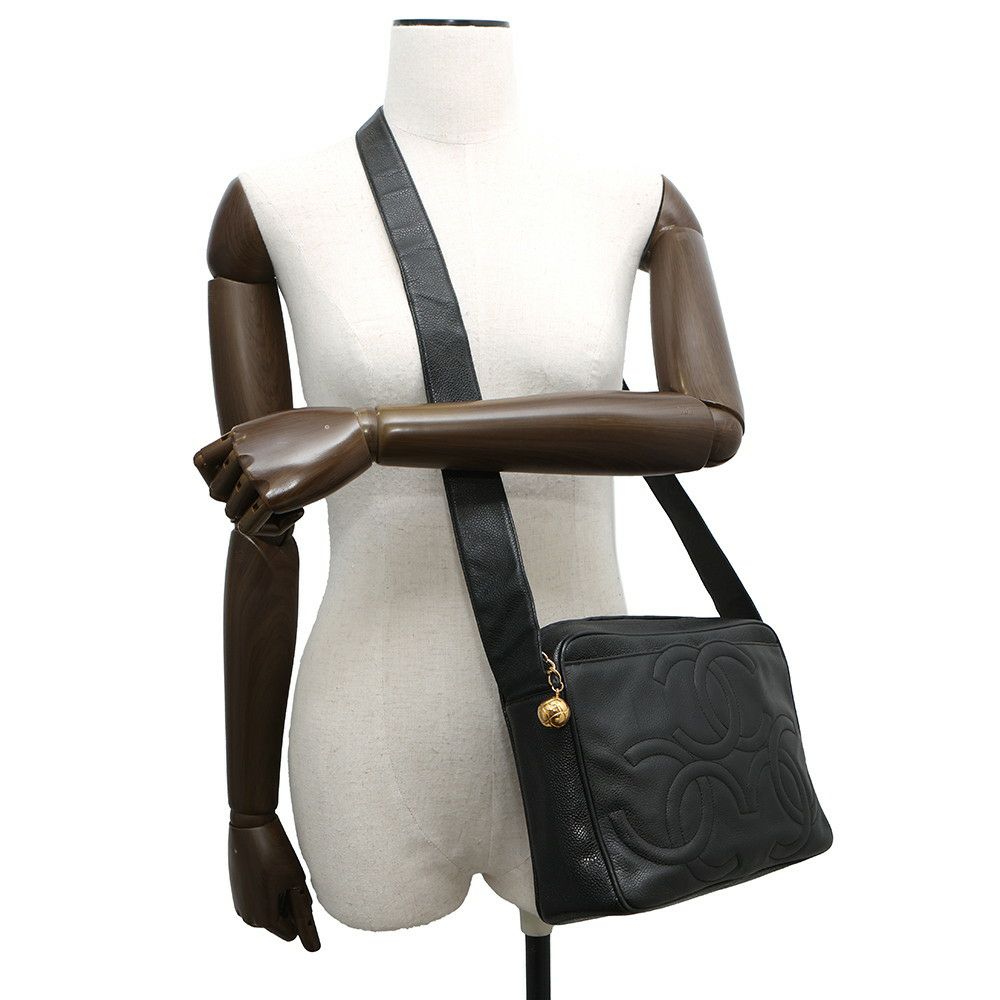 シャネル ショルダーバッグ トリプルココ キャビアスキン CHANEL 黒