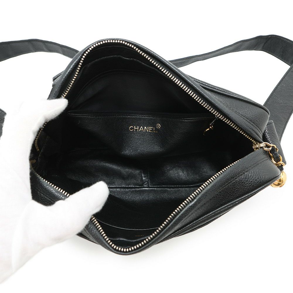シャネル ショルダーバッグ トリプルココ キャビアスキン CHANEL 黒