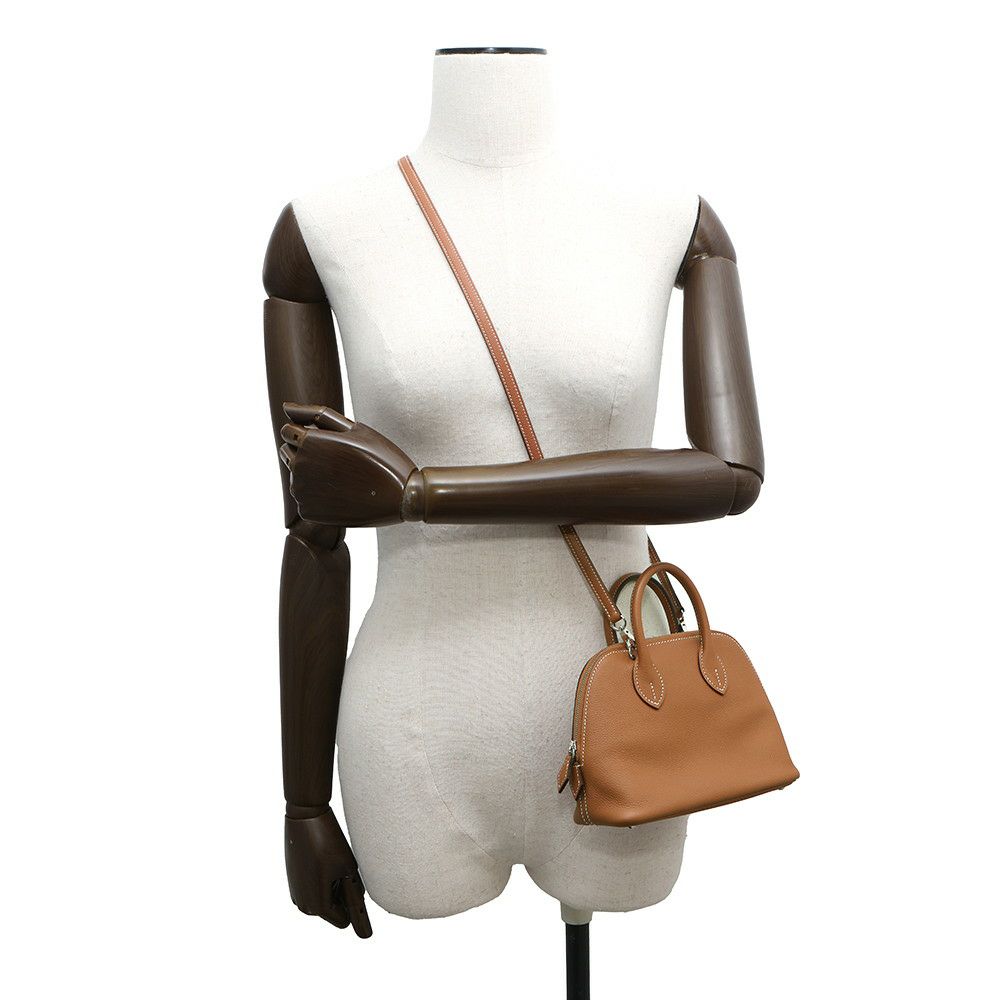 エルメス ボリード1923 ミニ ヴェルソ ゴールド/モーヴペール/シルバー金具 エバーカラー U刻印 2wayショルダー