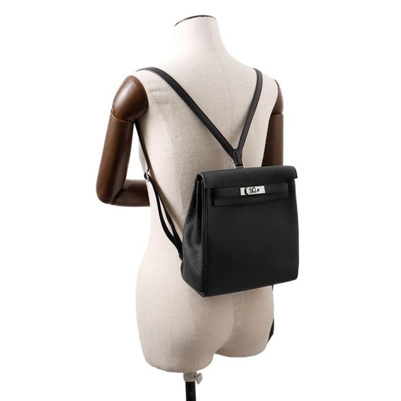 エルメス リュック ケリーアドPM ブラック/シルバー金具 トゴ Y刻印 HERMES バッグ 黒