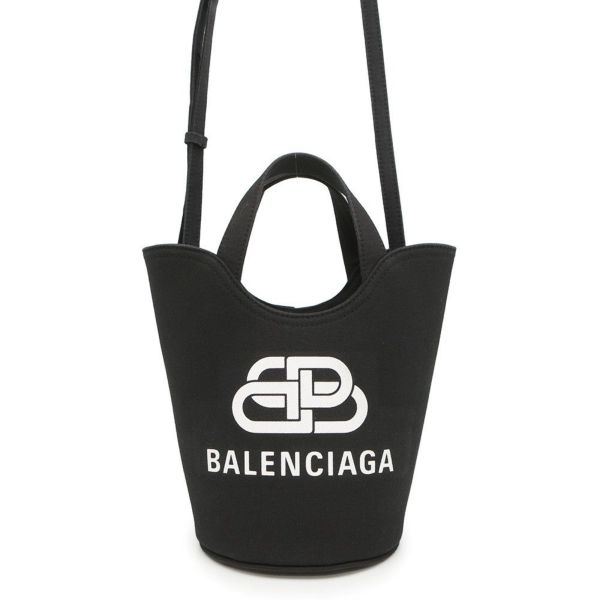 バレンシアガ ハンドバッグ  ウェーブXS キャンバス 619979 BALENCIAGA 2wayショルダーバッグ BBロゴ 黒