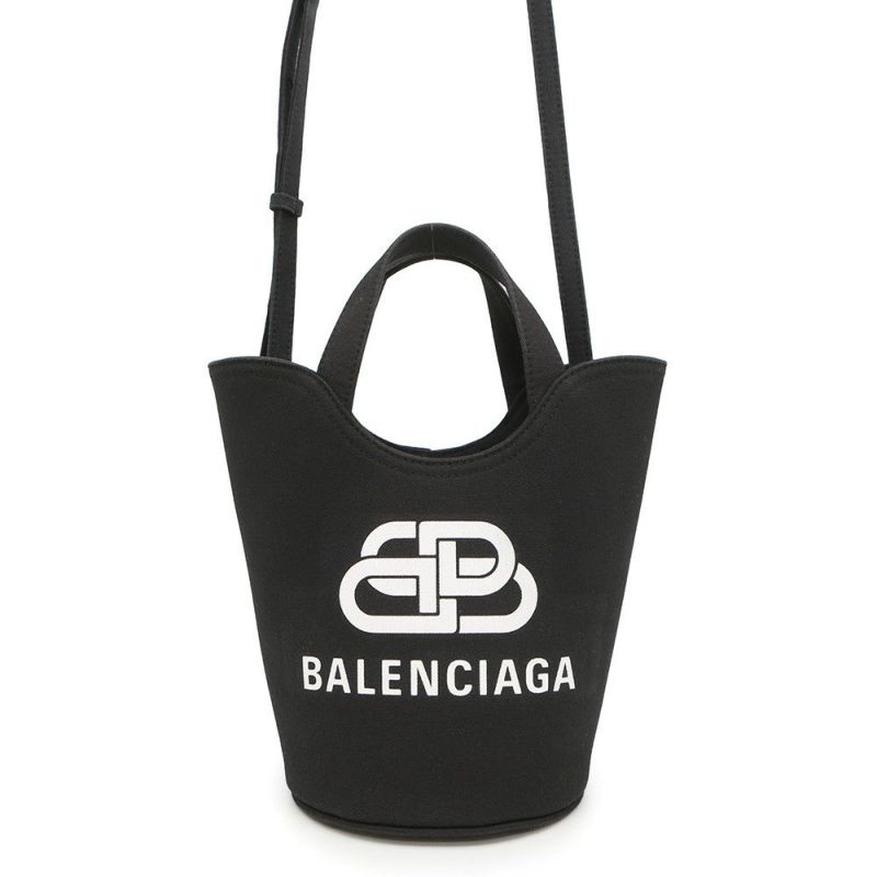 バレンシアガ ハンドバッグ  ウェーブXS キャンバス 619979 BALENCIAGA 2wayショルダーバッグ BBロゴ 黒