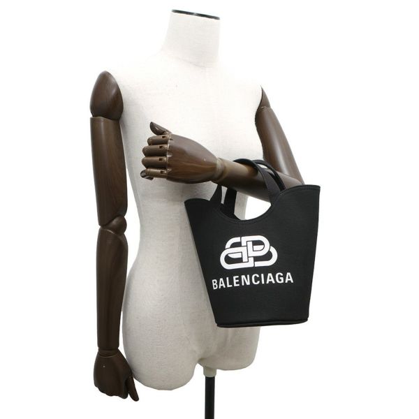 バレンシアガ ハンドバッグ  ウェーブXS キャンバス 619979 BALENCIAGA 2wayショルダーバッグ BBロゴ 黒