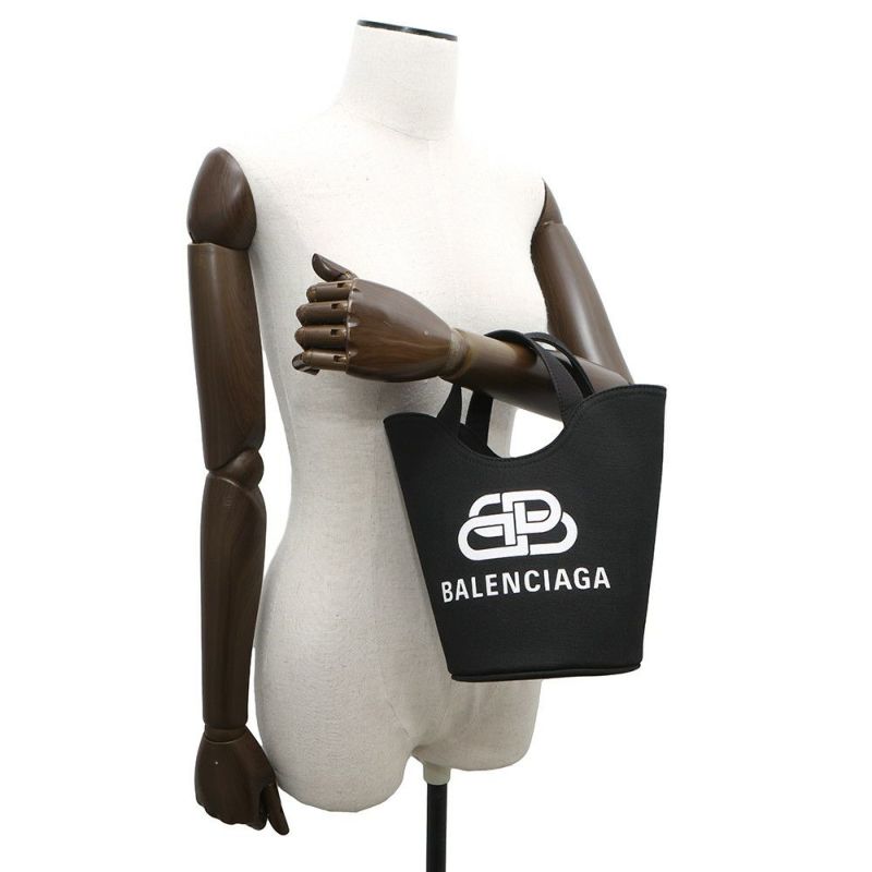 バレンシアガ ハンドバッグ  ウェーブXS キャンバス 619979 BALENCIAGA 2wayショルダーバッグ BBロゴ 黒