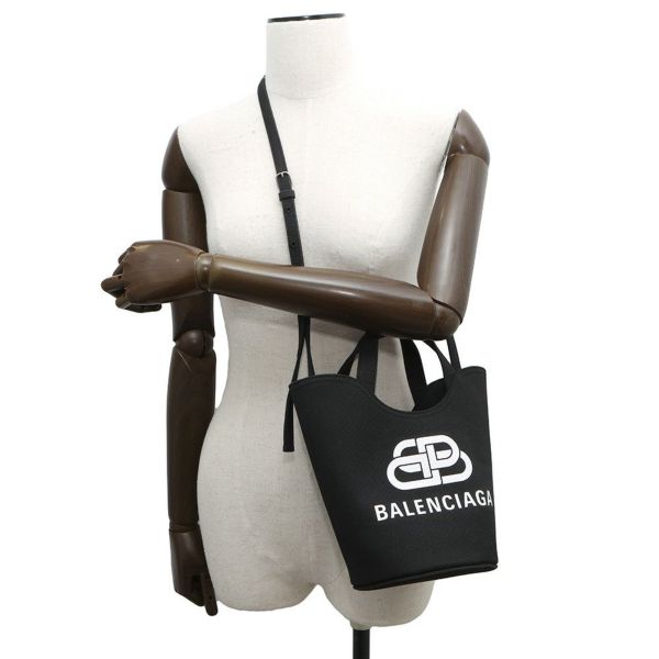 バレンシアガ ハンドバッグ  ウェーブXS キャンバス 619979 BALENCIAGA 2wayショルダーバッグ BBロゴ 黒