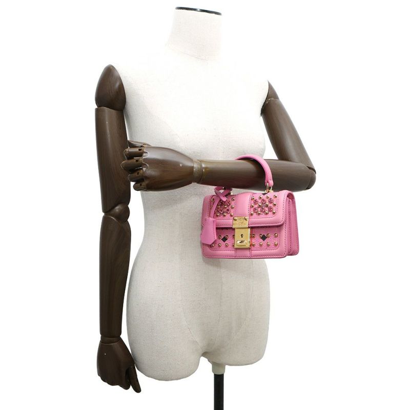 エムシーエム ハンドバッグ ヴィセトス スタッズ ラインストーン レザー MWE4SVI76PK001 MCM 2way