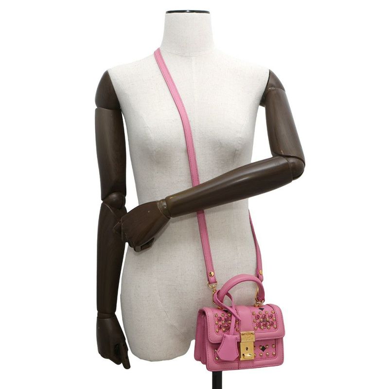 エムシーエム ハンドバッグ ヴィセトス スタッズ ラインストーン レザー MWE4SVI76PK001 MCM 2way