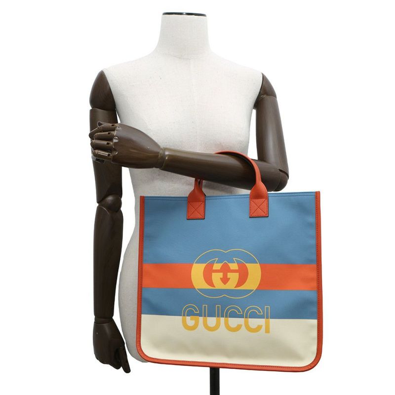 グッチ トートバッグ インターロッキングG ナイロン/レザー 550763 GUCCI バッグ ストライプ マルチカラー