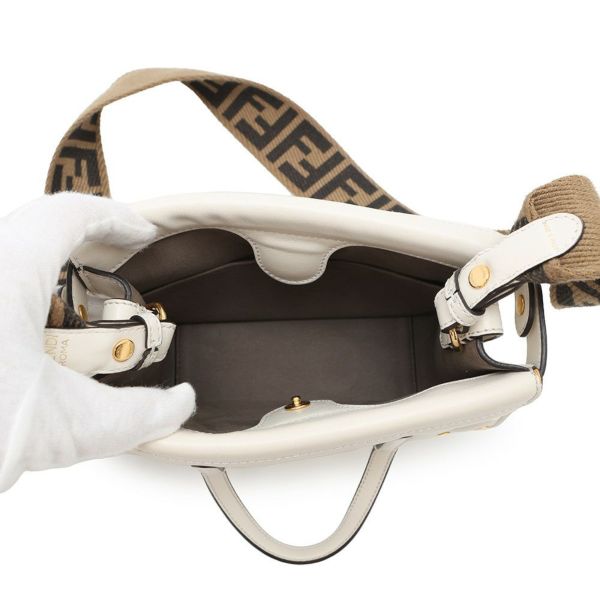 フェンディ ハンドバッグ フリップ スモール 8BT306 FENDI 2way 白