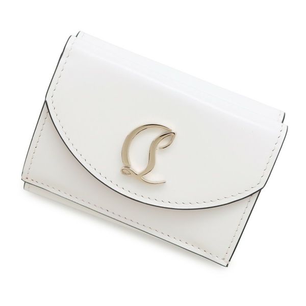 クリスチャン・ルブタン 三つ折り財布 Loubi54 ルビ54 コンパクトウォレット パテント 3235108 Christian Louboutin 白