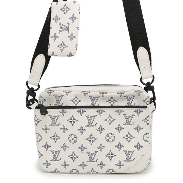 ルイヴィトン ショルダーバッグ モノグラム・シャドウ トリオ・メッセンジャー M24754 LOUIS VUITTON 白