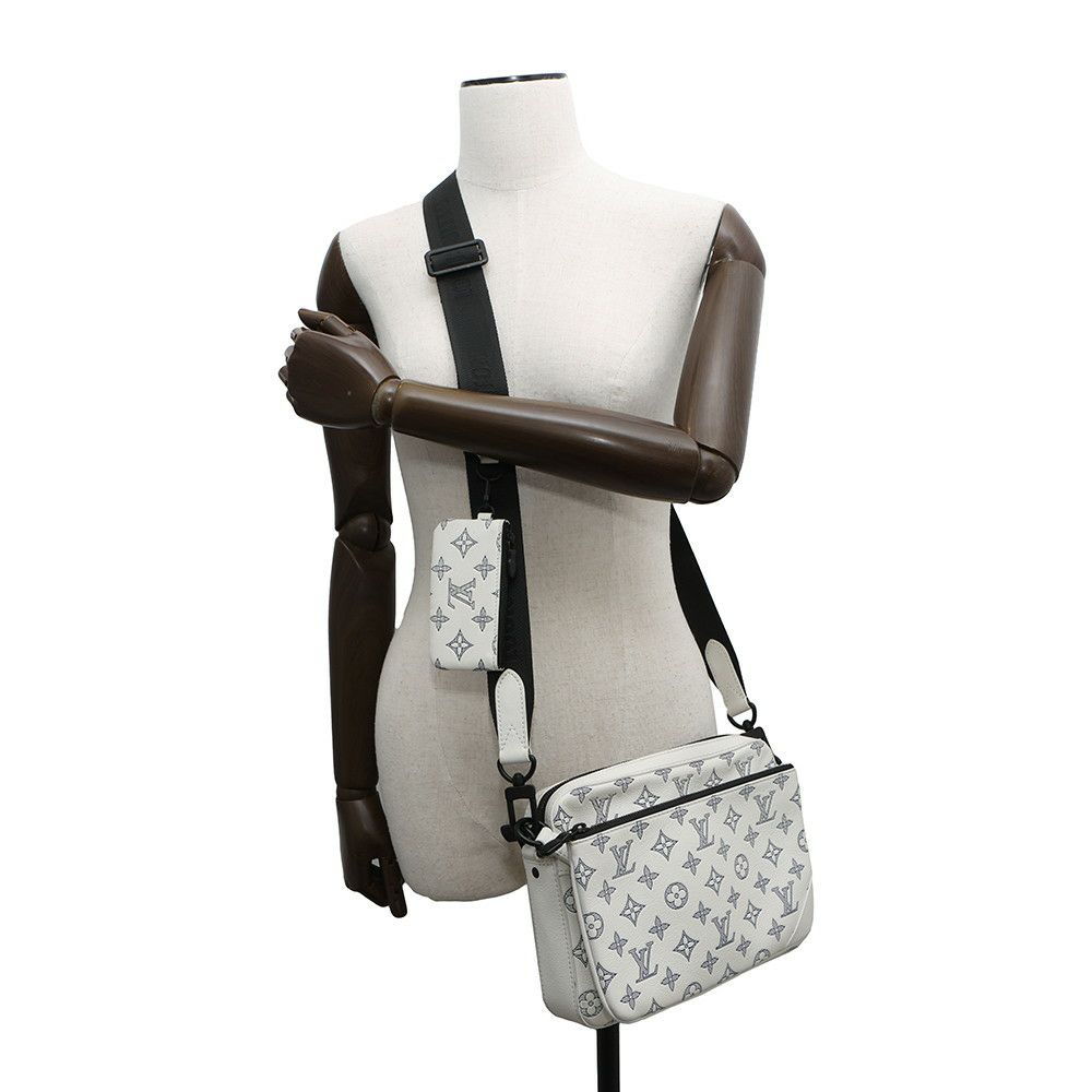 ルイヴィトン ショルダーバッグ モノグラム・シャドウ トリオ・メッセンジャー M24754 LOUIS VUITTON 白