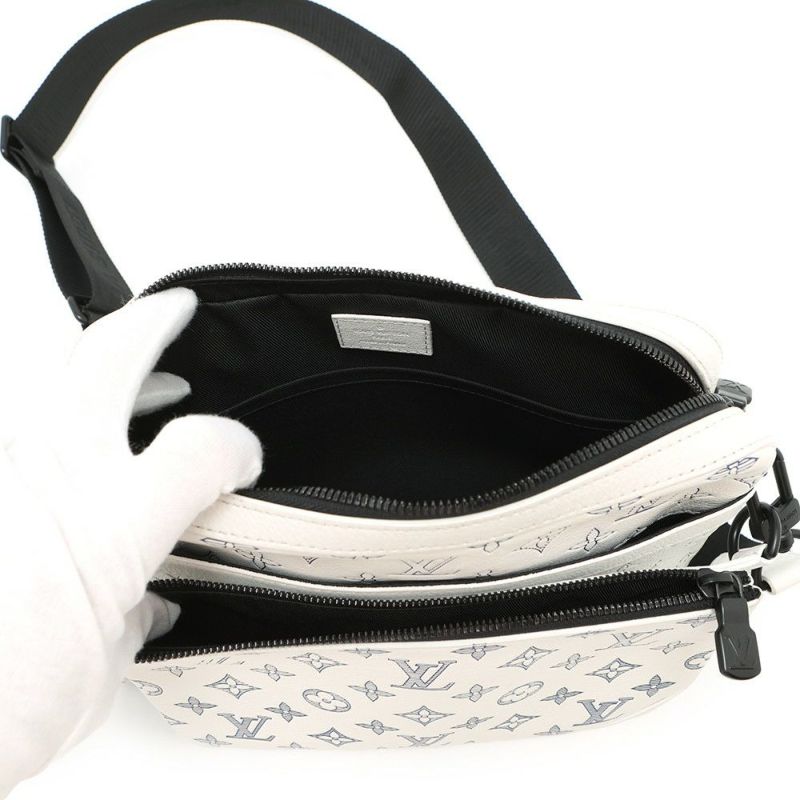 ルイヴィトン ショルダーバッグ モノグラム・シャドウ トリオ・メッセンジャー M24754 LOUIS VUITTON 白