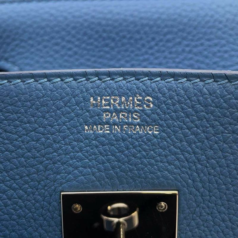 エルメス バーキン30 アズール/シルバー金具 トゴ C刻印HERMES Birkin ハンドバッグ