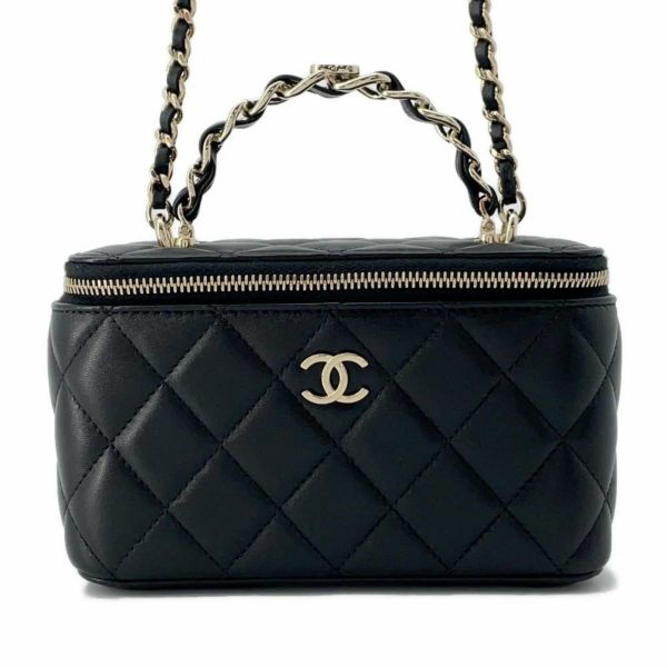 シャネル チェーンショルダーバッグ マトラッセ ココマーク ヴァニティケース ラムスキン AP2199 CHANEL バッグ ポシェット 黒