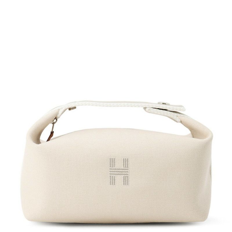 エルメス ポーチ ブリッド・ア・ブラックPM ベージュ/シルバー金具 キャンバス HERMES バッグ 小物入れ
