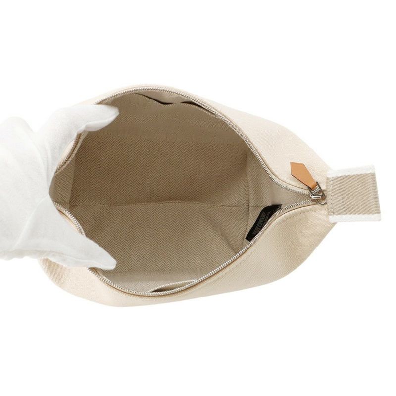 エルメス ポーチ ブリッド・ア・ブラックPM ベージュ/シルバー金具 キャンバス HERMES バッグ 小物入れ