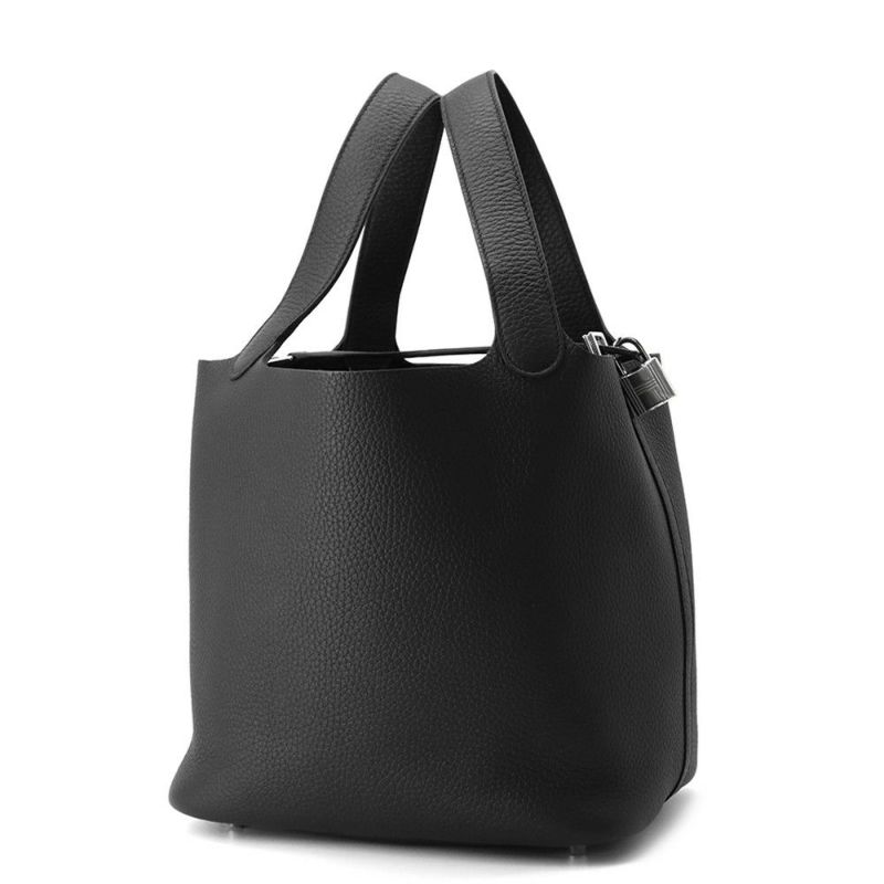 エルメス ハンドバッグ ピコタンロックMM ブラック/シルバー金具 トリヨンクレマンス K刻印 黒