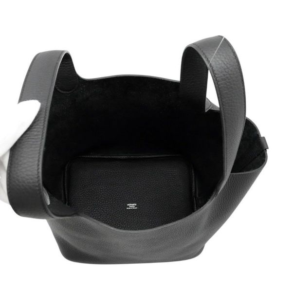 エルメス ハンドバッグ ピコタンロックMM ブラック/シルバー金具 トリヨンクレマンス K刻印 黒