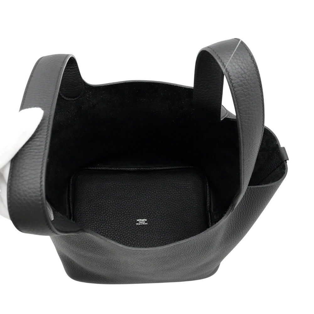 エルメス ハンドバッグ ピコタンロックMM ブラック/シルバー金具 トリヨンクレマンス K刻印 黒