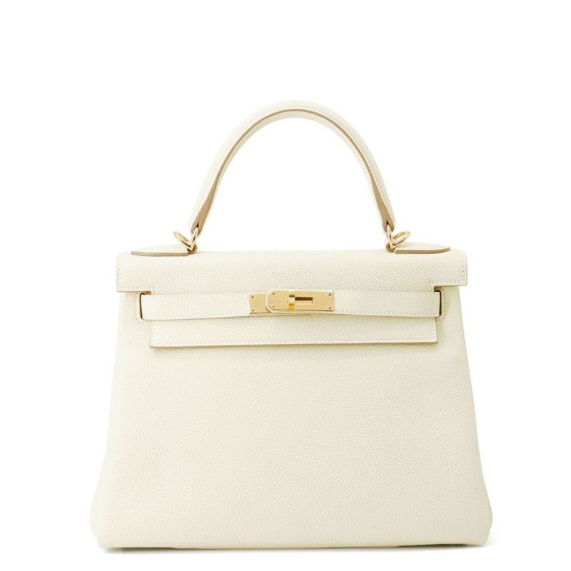 エルメス ハンドバッグ ケリー28 内縫い クレ/ゴールド金具 トゴ B刻印 2wayショルダー