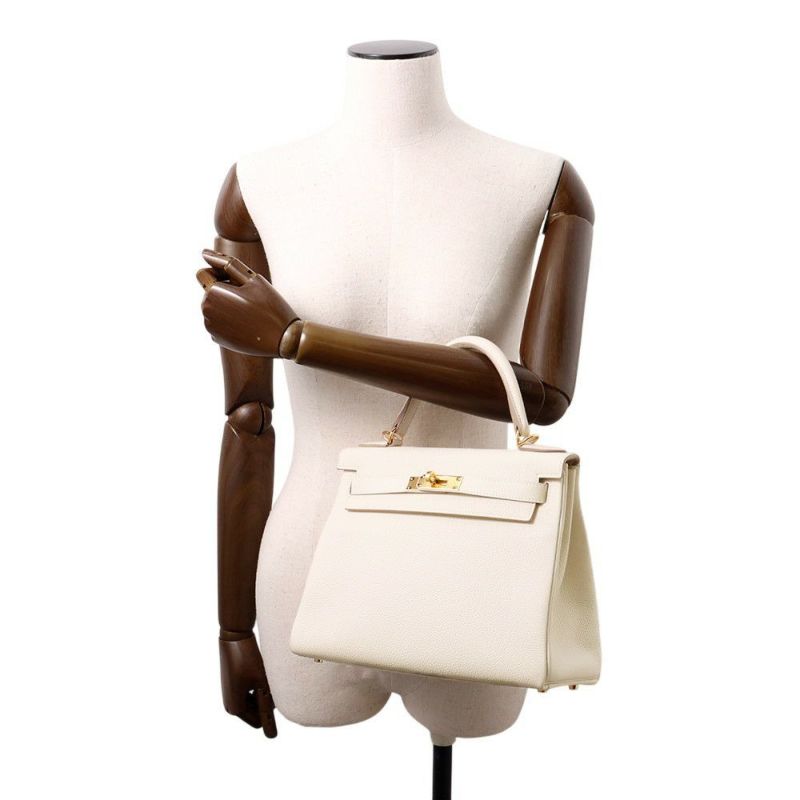 エルメス ハンドバッグ ケリー28 内縫い クレ/ゴールド金具 トゴ B刻印 2wayショルダー