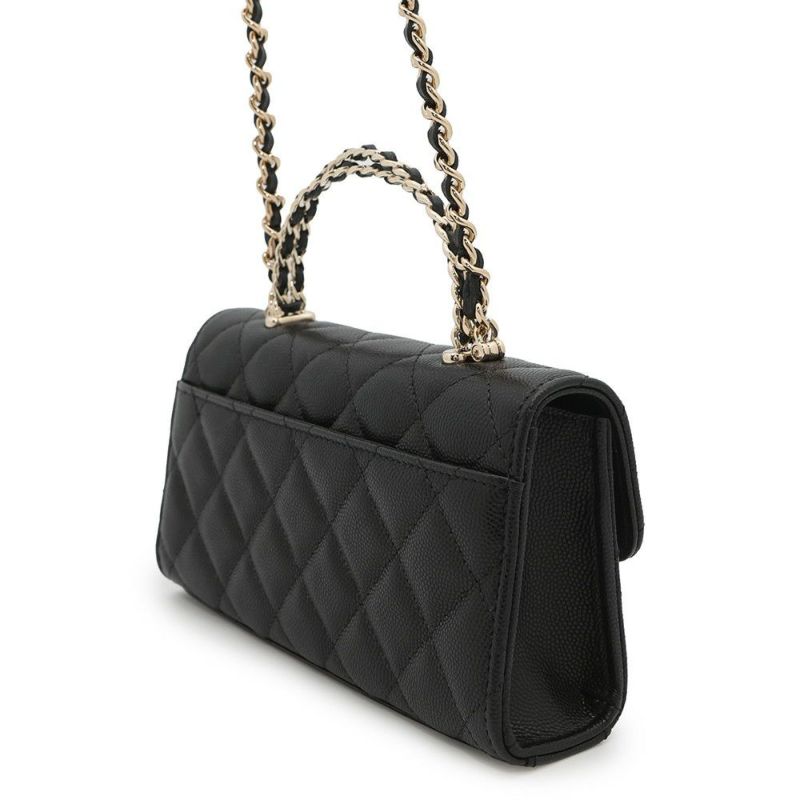 シャネル チェーンショルダーバッグ トップハンドル フォンケース マトラッセ ココマーク キャビアスキン AP3238 CHANEL 黒