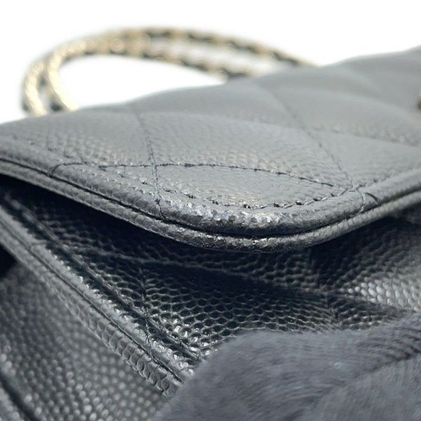 シャネル チェーンショルダーバッグ トップハンドル フォンケース マトラッセ ココマーク キャビアスキン AP3238 CHANEL 黒