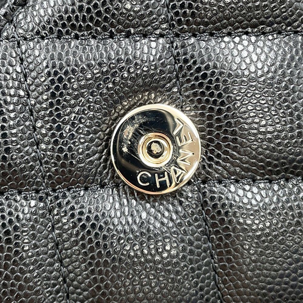 シャネル チェーンショルダーバッグ トップハンドル フォンケース マトラッセ ココマーク キャビアスキン AP3238 CHANEL 黒
