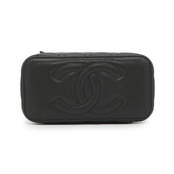 シャネル チェーンショルダーバッグ バニティケース ココマーク マトラッセ キャビアスキン AP1341 CHANEL 黒