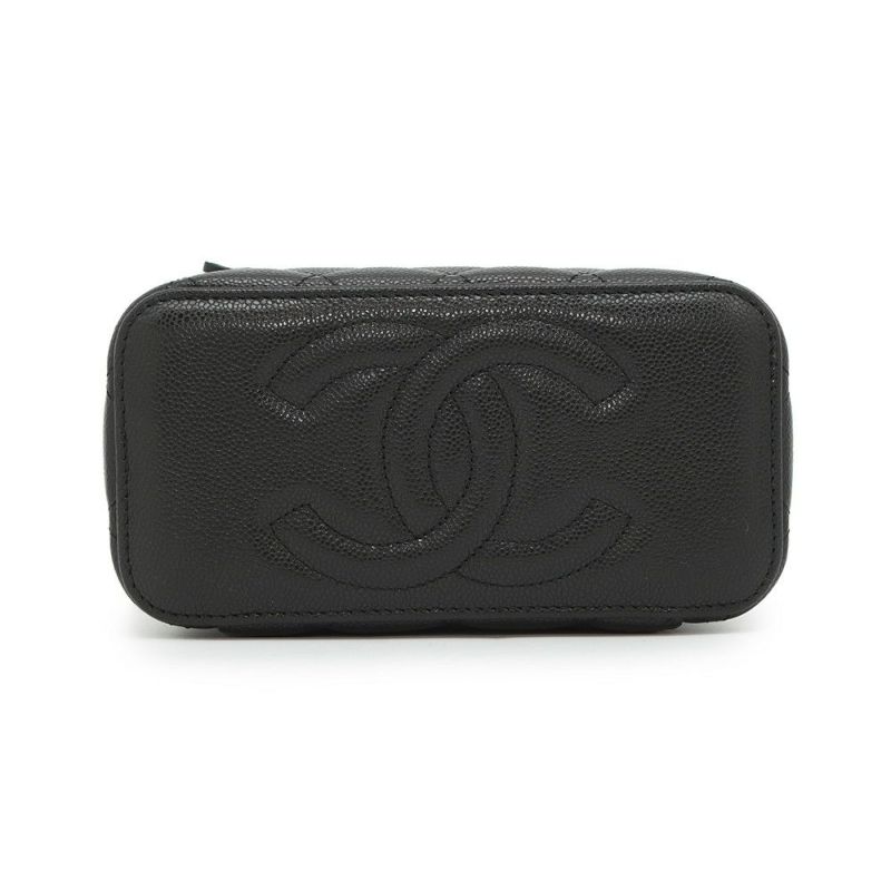 シャネル チェーンショルダーバッグ バニティケース ココマーク マトラッセ キャビアスキン AP1341 CHANEL 黒
