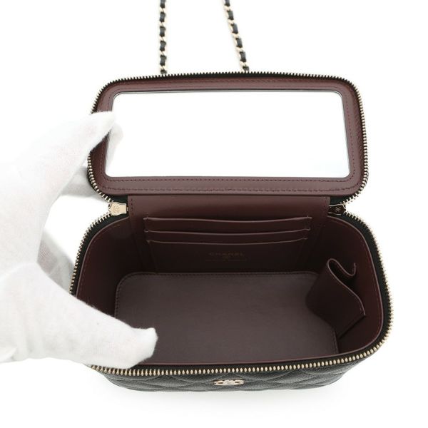 シャネル チェーンショルダーバッグ バニティケース ココマーク マトラッセ キャビアスキン AP1341 CHANEL 黒