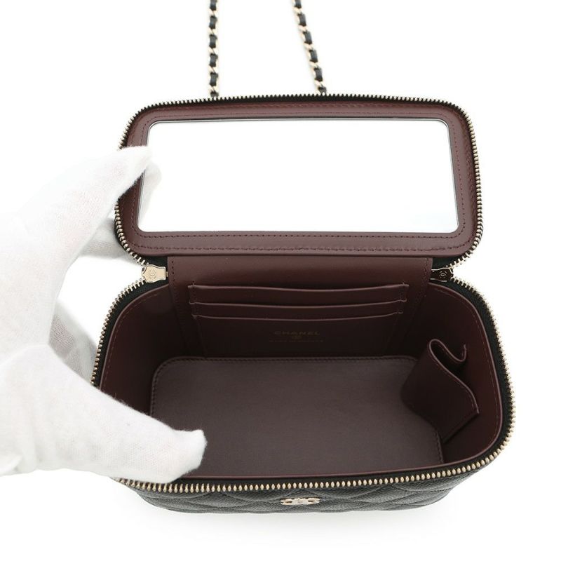 シャネル チェーンショルダーバッグ バニティケース ココマーク マトラッセ キャビアスキン AP1341 CHANEL 黒