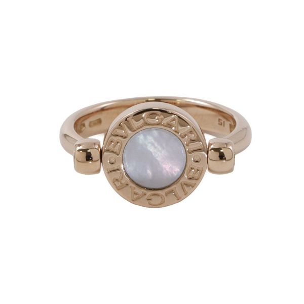 ブルガリ リング ブルガリ・ブルガリ フリップリング オニキス マザーオブパール K18PGピンクゴールド サイズ51 347769 BVLGARI 指輪