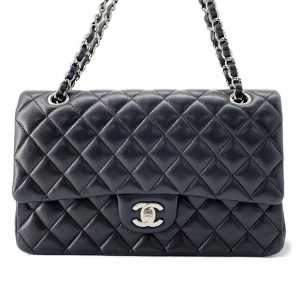 シャネル チェーンショルダーバッグ マトラッセ25 ココマーク ラムスキン ダブルチェーン A01112 CHANEL 黒