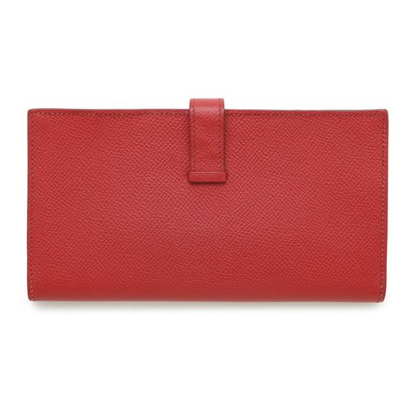 エルメス 長財布 ベアンスフレ ルージュカザック/シルバー金具 エプソン □L刻印 HERMES 財布